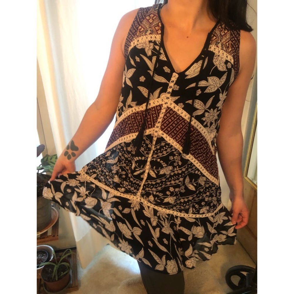 Boho dress with lace and embroidery detail